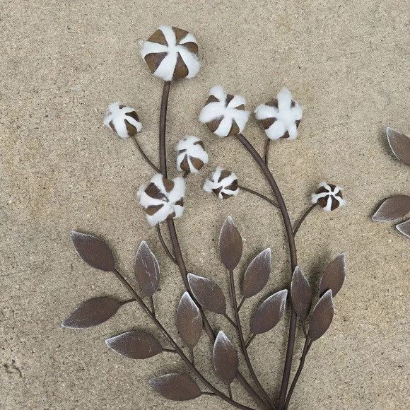 Rustic Metal Cotton Stem Hanging Wall Candle Sconces Pair Farmhouse Decor - Picture 2 of 10